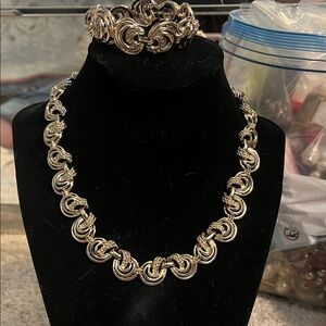Vintage Chunky Gold Necklace And Bracelet Set